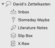 zettelkasten example folder structure gtd ulysses